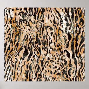 Colourful Leopard Metre Textile Pattern Poster
