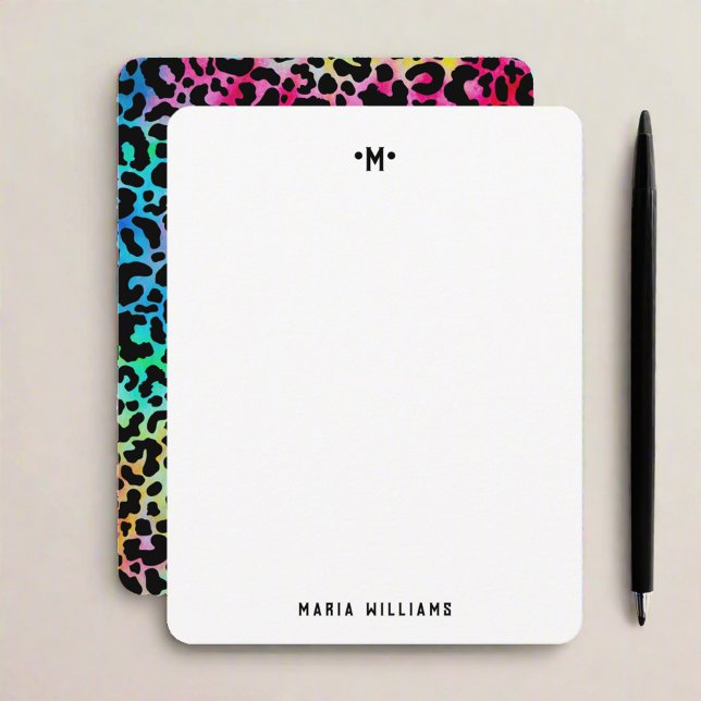 Colourful Leopard Pattern Animal Print Monogram Card (Creator Uploaded)