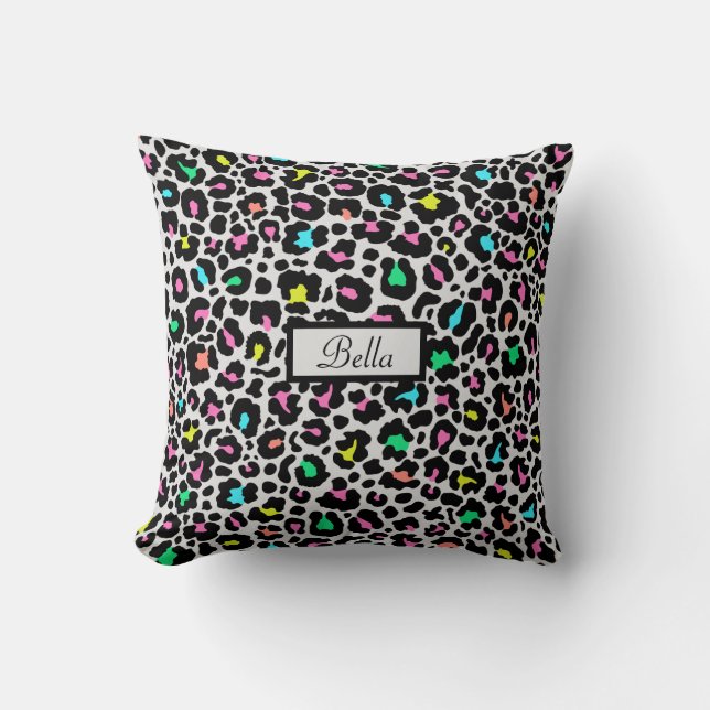 Colourful Leopard Pattern Cushion (Front)