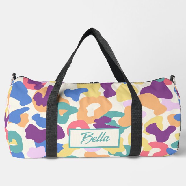Colourful Leopard Pattern Duffle Bag (Front)