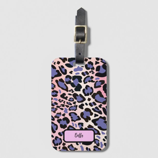 Colourful Leopard Pattern Luggage Tag (Front Vertical)