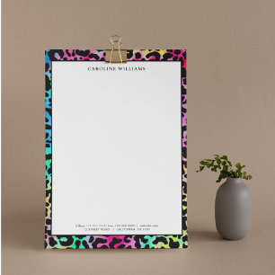 Colourful Leopard Pattern Print Animal Neon Vibran Custom Letterhead