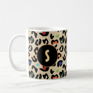 Colourful leopard pattern with monogram  coffee mug