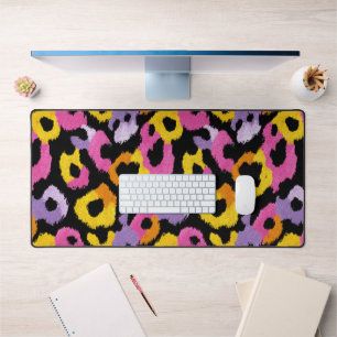 Colourful Leopard Pattern y2k Retro Chic Aesthetic Desk Mat