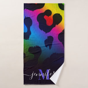 Colourful Leopard Print Bath Towel