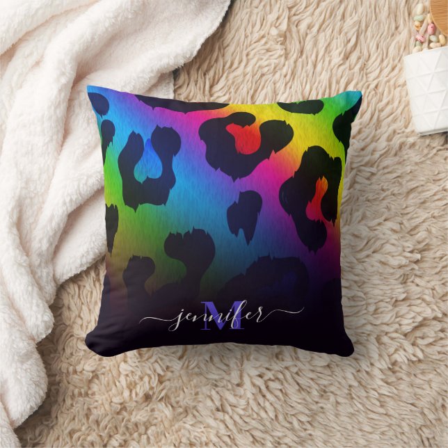 Colourful Leopard Print Cushion (Blanket)