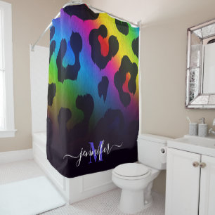 Colourful Leopard Print Shower Curtain