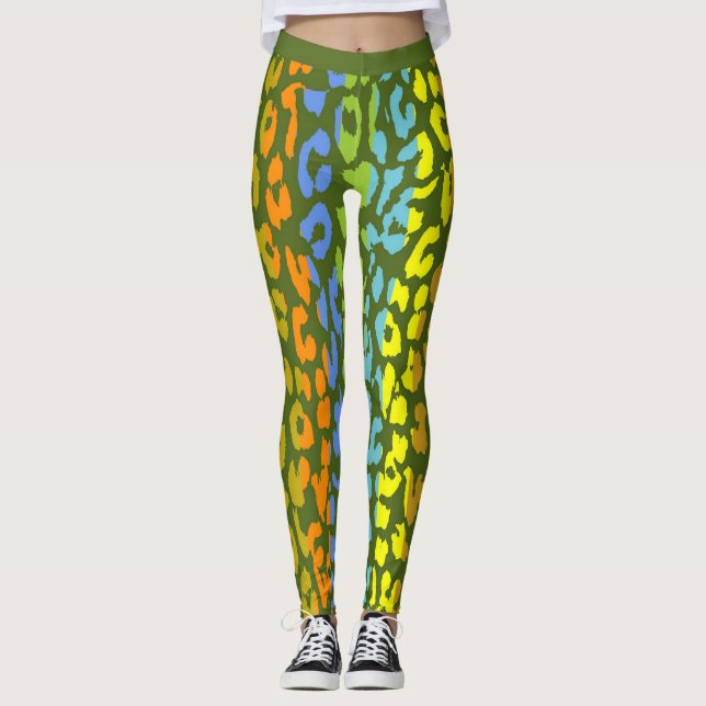 Colourful Leopard Skin Pattern #4 Leggings (Front)