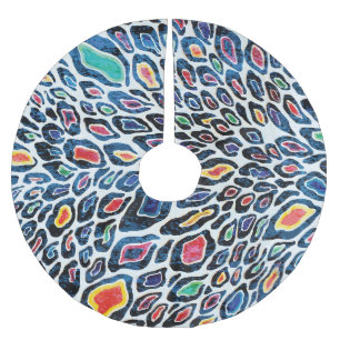 Colourful Leopard: Vibrant Texture Print Brushed Polyester Tree Skirt