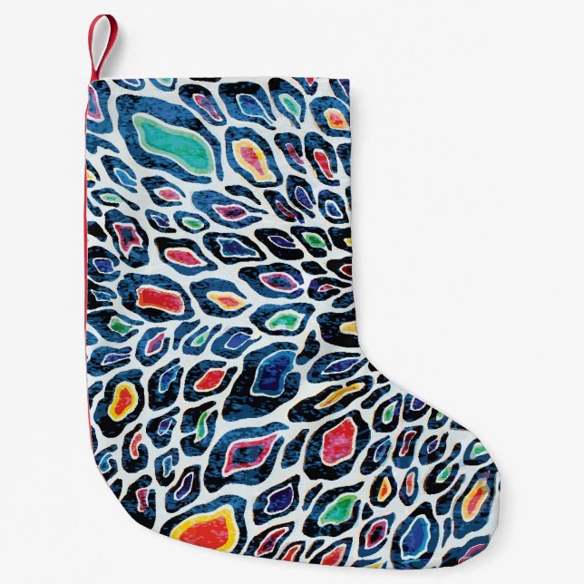 Colourful Leopard: Vibrant Texture Print Small Christmas Stocking (Front)