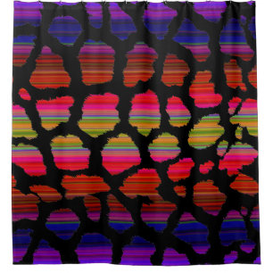 Colourful Leopord Skin Crazy Rainbow Colours Shower Curtain