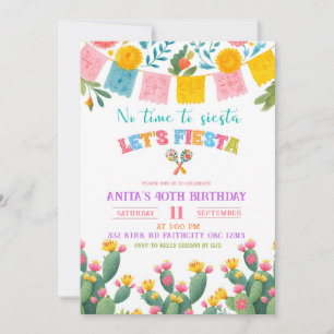Colourful Let's Fiesta Birthday Invitation