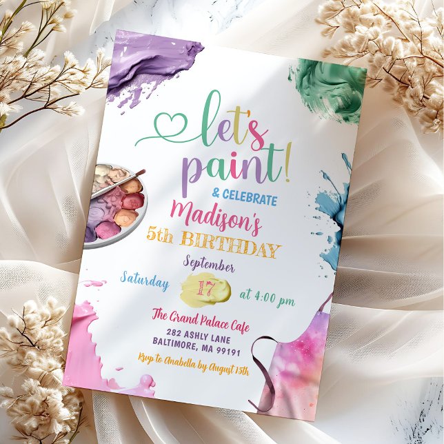 Colourful Let's Paint Kid's Any Age Birthday Party Invitation (Creator Uploaded)