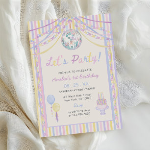 Colourful Lets Party Kids Birthday Party Invitation
