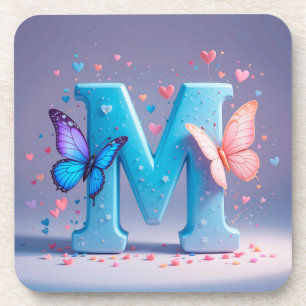 Colourful Letter M with Butterflies Coaster