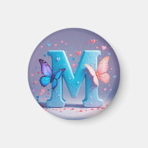 Colourful Letter M with Butterflies Magnet