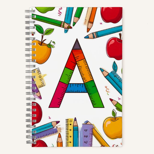 📖 Colourful Letter Monogram School Back To Class  Notebook (Front)