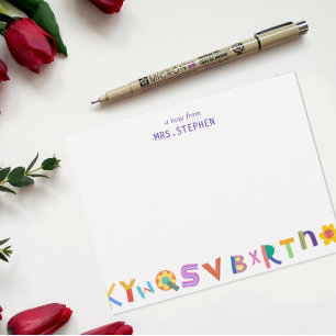 Colourful Letter Personalised Teacher Stationery Card