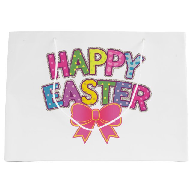 Colourful Lettered Happy Easter Large Gift Bag (Front)