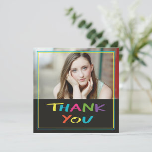Colourful Lettering Graduation Photo Thank You Car Card