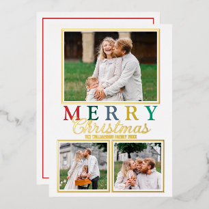 Colourful Letters 3 Photo Chic Merry Christmas Gol