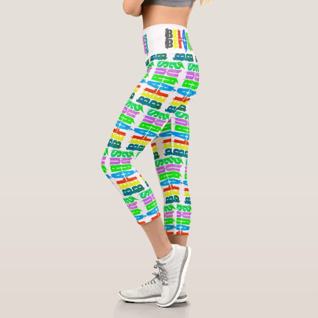 Colourful Letters Happy Belarus Workout Leggings (Left)