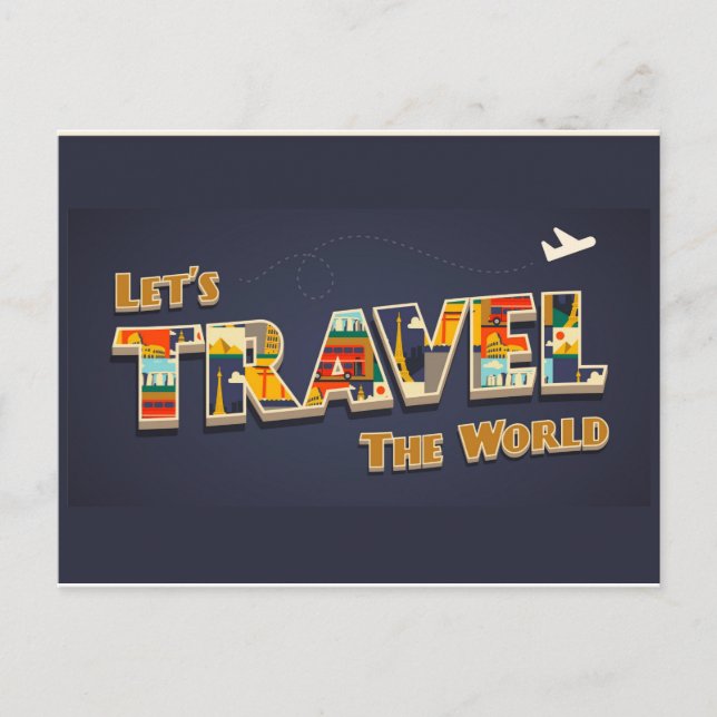 Colourful Letters Travel Postcard (Front)