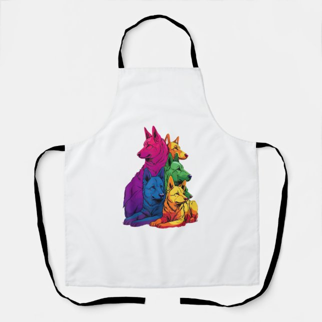 Colourful LGBT Pride German Shepherd Dog Pile  Apron (Front)