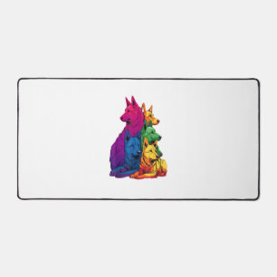 Colourful LGBT Pride German Shepherd Dog Pile  Desk Mat