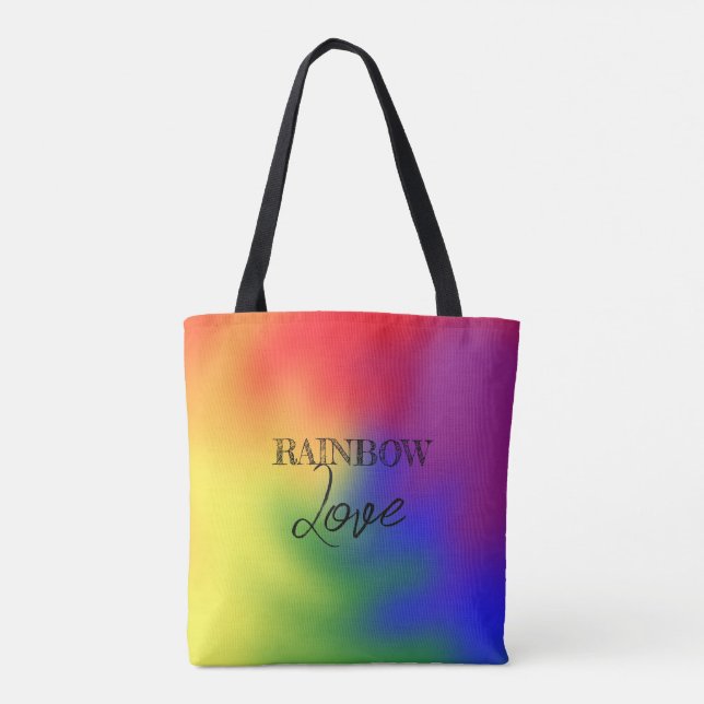 Colourful LGBT Rainbow Colours Abstract Art Pride Tote Bag (Back)