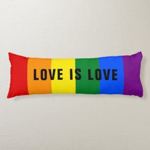 Colourful LGBT Rainbow Gay Pride Flag Custom Text Body Cushion