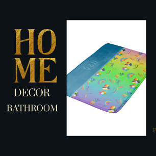 colourful lgbtq gay pride month bath mat
