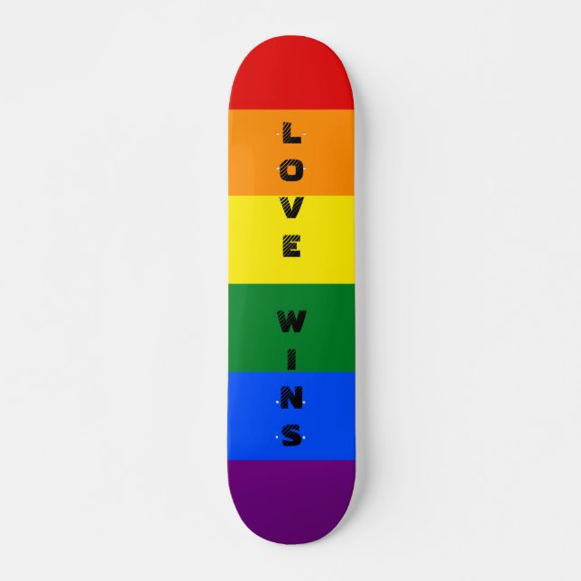 Colourful LGBTQ Rainbow Gay Pride Flag Custom Text Skateboard (Front)