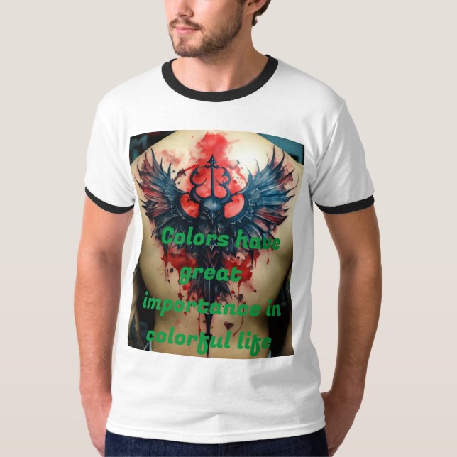 "Colourful Life and Tattoos: A Fusion of Art and E T-Shirt (Front)