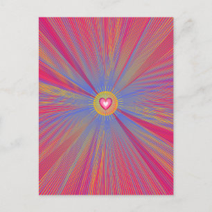 Colourful Light Rays Psychedelic Trippy Shiny Hear Postcard
