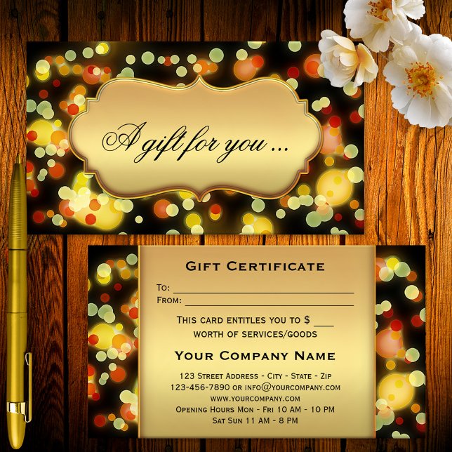 Colourful Light Sparkles Gift Certificate Template (Creator Uploaded)