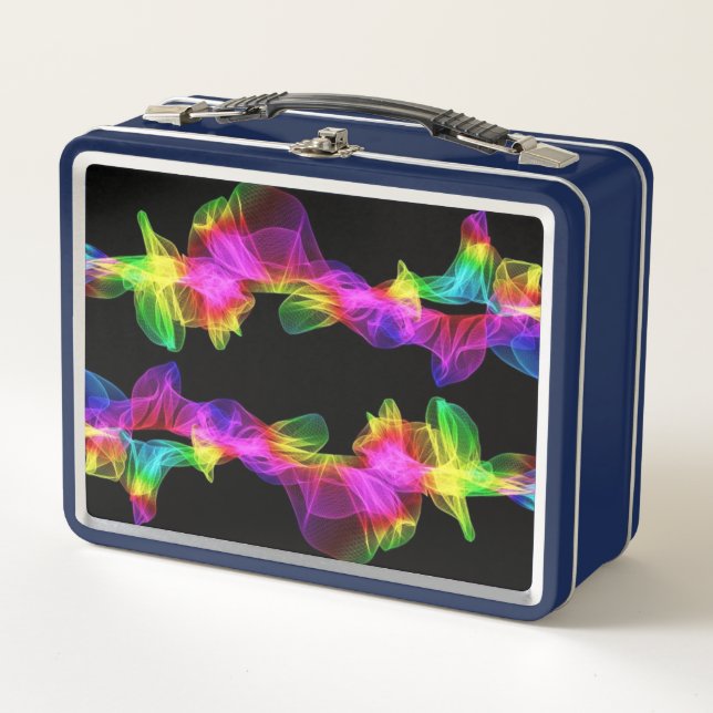 Colourful Light Waves Metal Lunch Box (Front)