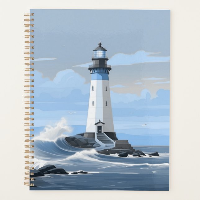 Colourful lighthouse on the ocean planner (Front)