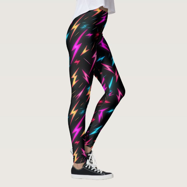 Colourful Lightning Bolt Pattern  Leggings (Right)