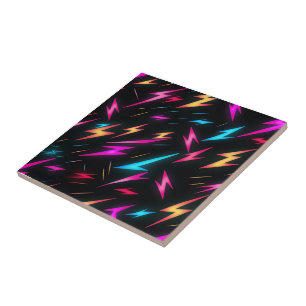 Colourful Lightning Bolt Pattern  Tile