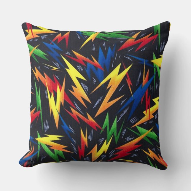 Colourful Lightning Bolts Pattern Cushion (Front)