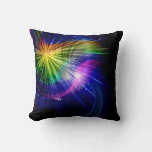 Colourful lights abstract over black background cushion