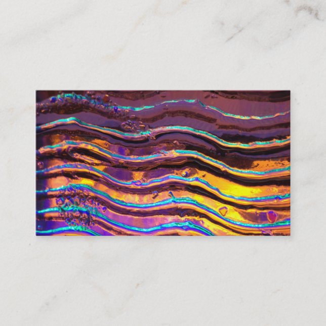 Colourful Lights Behind Wavy Glass Business Card (Front)