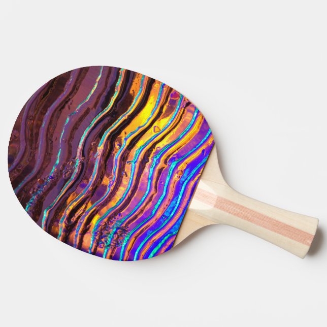 Colourful Lights Behind Wavy Glass Ping Pong Paddle (Side)