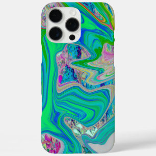 Colourful Lime Green Abstract Retro Liquid Art iPhone 16 Pro Max Case