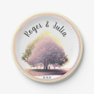 Colourful Lime Trees in Foggy Weather customisable Paper Plate