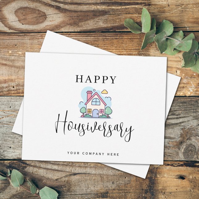 Colourful Line Art House Happy Housiversary Realty Postcard (Creator Uploaded)
