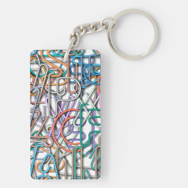 Colourful Line Art Letters Key Ring (Back)