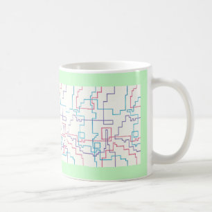 Colourful Line Drawing Schematic Mugs