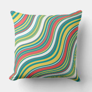 Colourful lines blue and red modern summer cushion